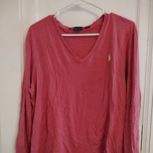 Pink long sleeve polo shirt